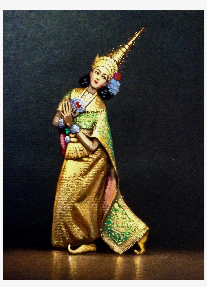 Charoen, Lakhon Matching Pair Thai Dancers, Gouache - Watercolor Painting, transparent png download