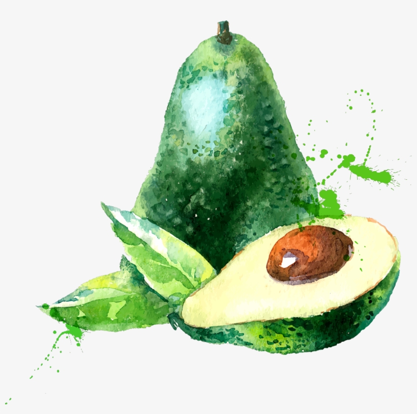 Ftestickers Watercolor Fruits Avocado - Seasonal Fruit In Month Of April, transparent png download