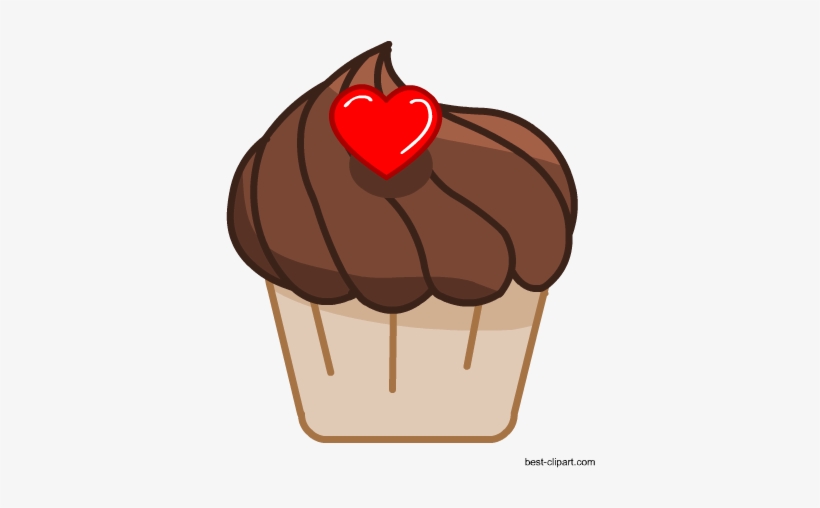 Chocolate Cupcake With Red Heart Free Clipart - Printable Food Photo Booth Props, transparent png download