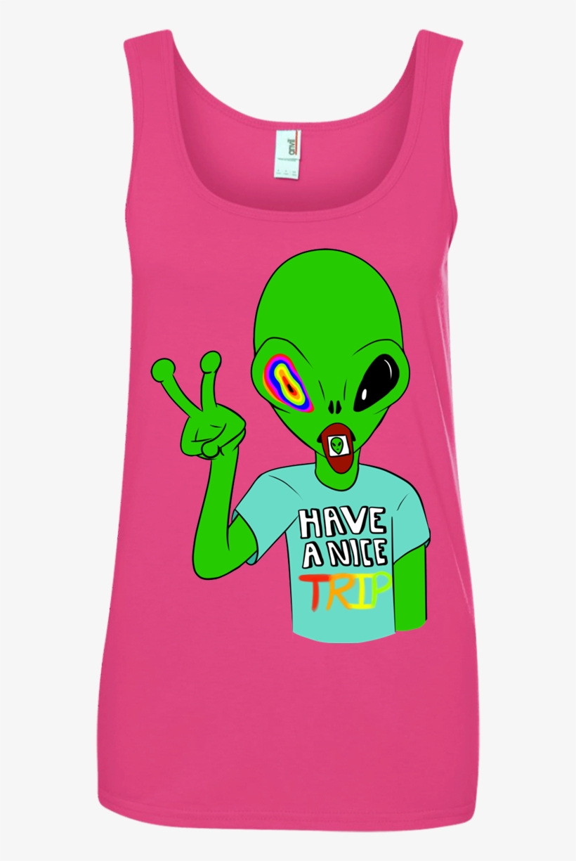 Acid Alien Ladies Tank Top - Cartoon, transparent png download