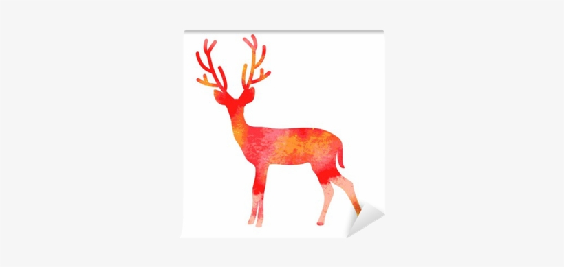 Vector Watercolor Deer With Horns Wall Mural • Pixers® - Watercolor Painting, transparent png download