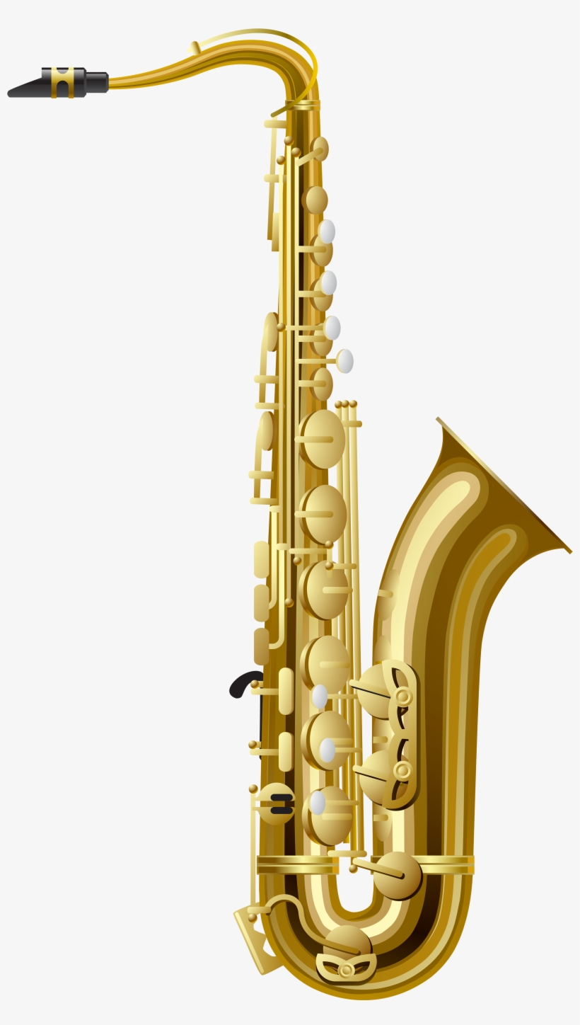 Gold Saxophone Png Clipart, transparent png download