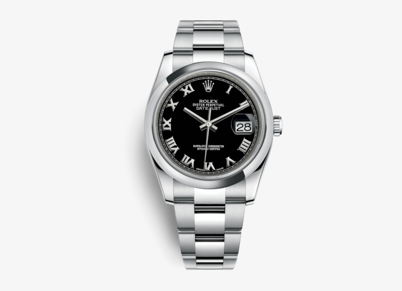 Discover The Date 34 Watch In White Rolesor - Rolex Datejust 36 Steel Rose Gold Watch Black Dial, transparent png download