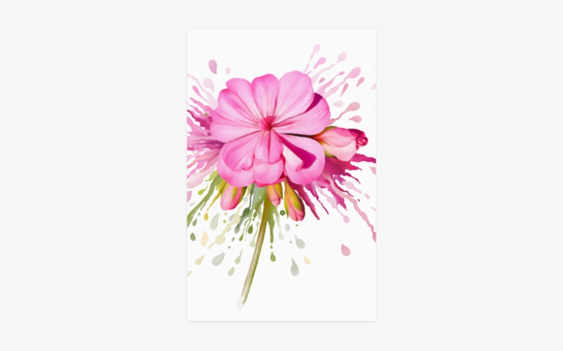 Pink Flower Color Splash, Watercolor Poster 22*34 - Color Eruption Earring Circle Charm, transparent png download