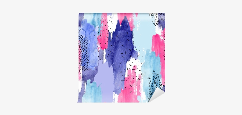 Abstract Watercolor And Ink Doodle Shapes Seamless - Watercolor Painting, transparent png download