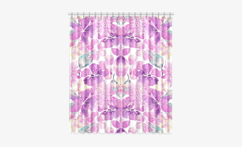 Watercolor Flower Pattern Window Curtain - Window Valance, transparent png download