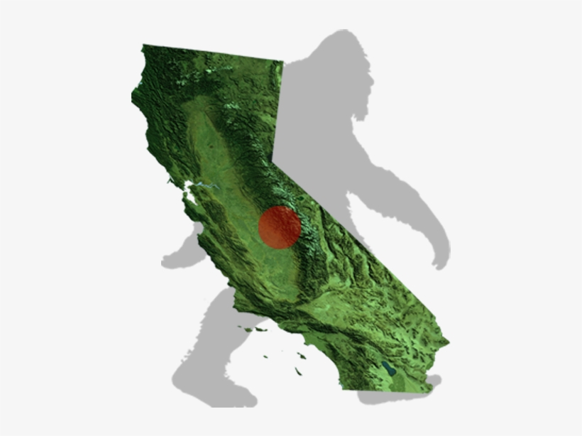 California Bigfoot Map - California Map Of State, transparent png download