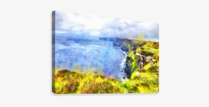 Cliffs Of Moher 1 Watercolor Canvas Print - Watercolor Painting, transparent png download
