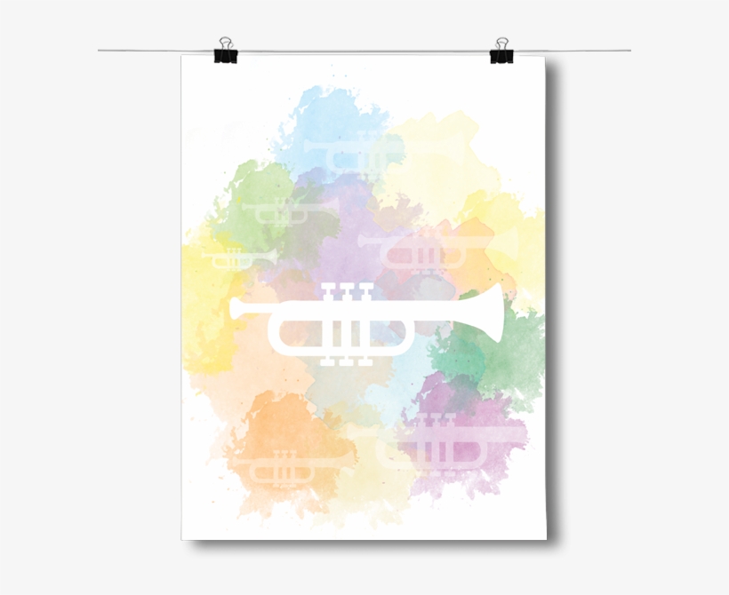 Trumpet Silhouette - Trumpet Silhouette - Watercolor Case - Ipad Mini, transparent png download