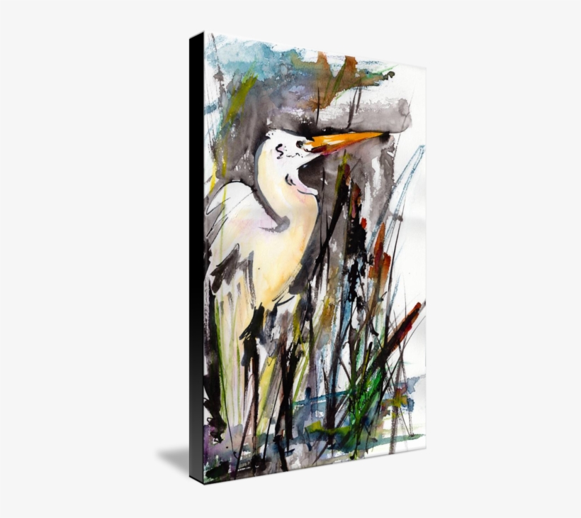 "birds Great Egret Expressive Watercolor" By Ginette - Art, transparent png download