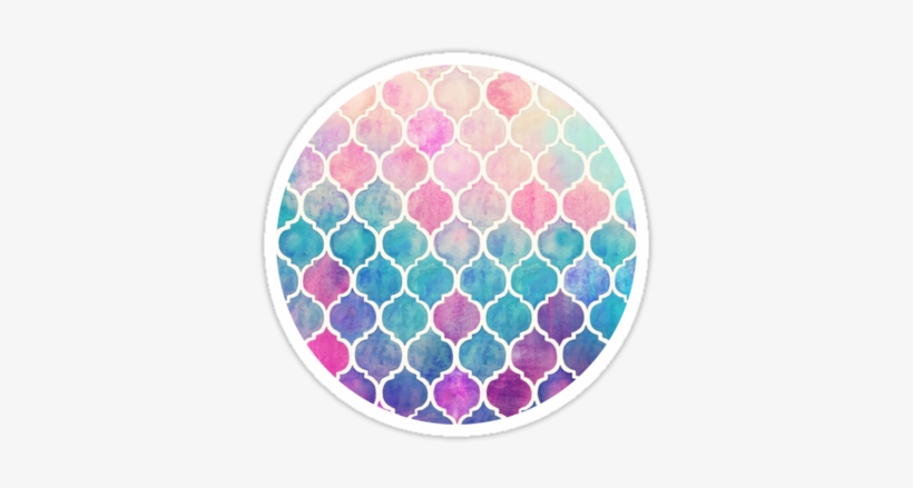 Rainbow Pastel Watercolor Moroccan Pattern By Micklyn - Moroccan Pattern Watercolor, transparent png download
