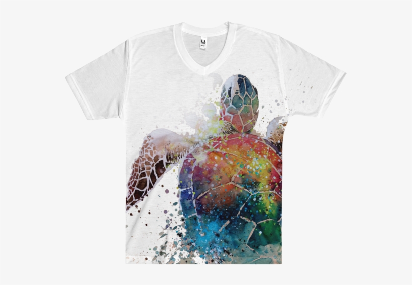 Men's V Neck T Shirt - Art Watercolor Turtle Notebook: Notebook / Journal, transparent png download