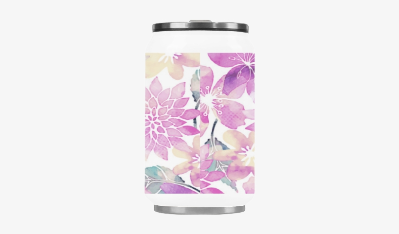Pastel Watercolor Flower Pattern Stainless Steel Vacuum - Cattleya, transparent png download