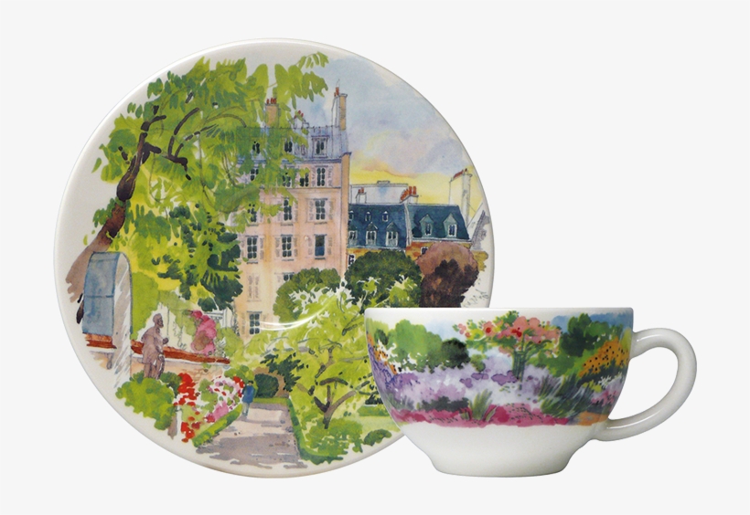2 Tea Cups & Scrs - Gien Paris A Giverny Tea Saucer, transparent png download