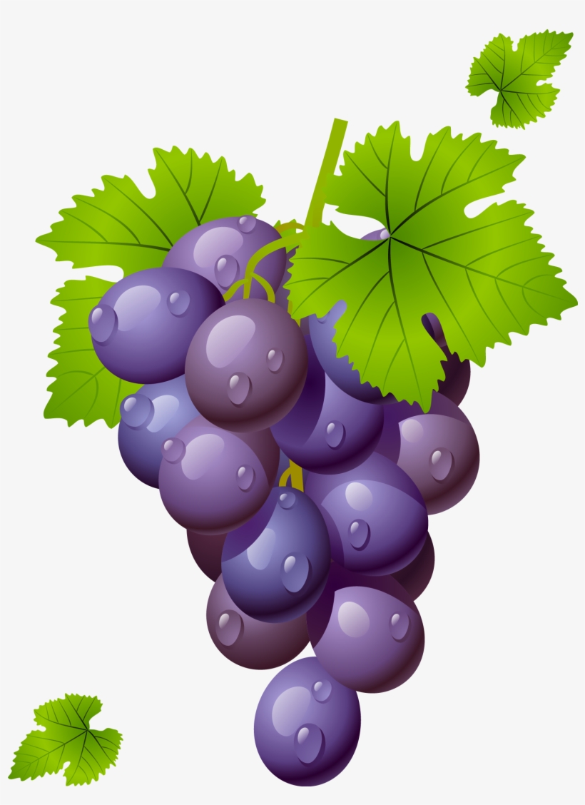 Grape With Leaves Png Clipart Picture - Grapes Clipart Png, transparent png download