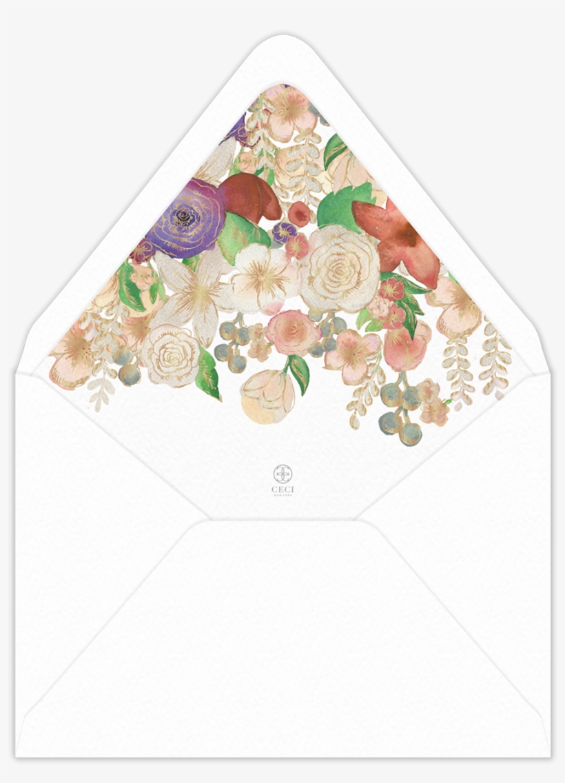 Watercolor Invitation Envelope Liner - Garden Roses, transparent png download