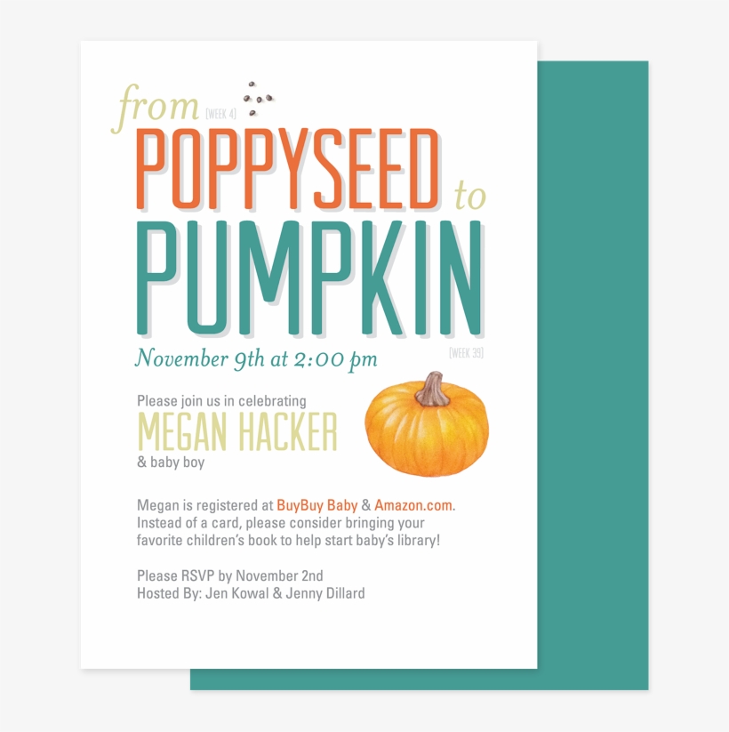Invitations For A Baby Shower Using The Week By Week - Pumpkin, transparent png download