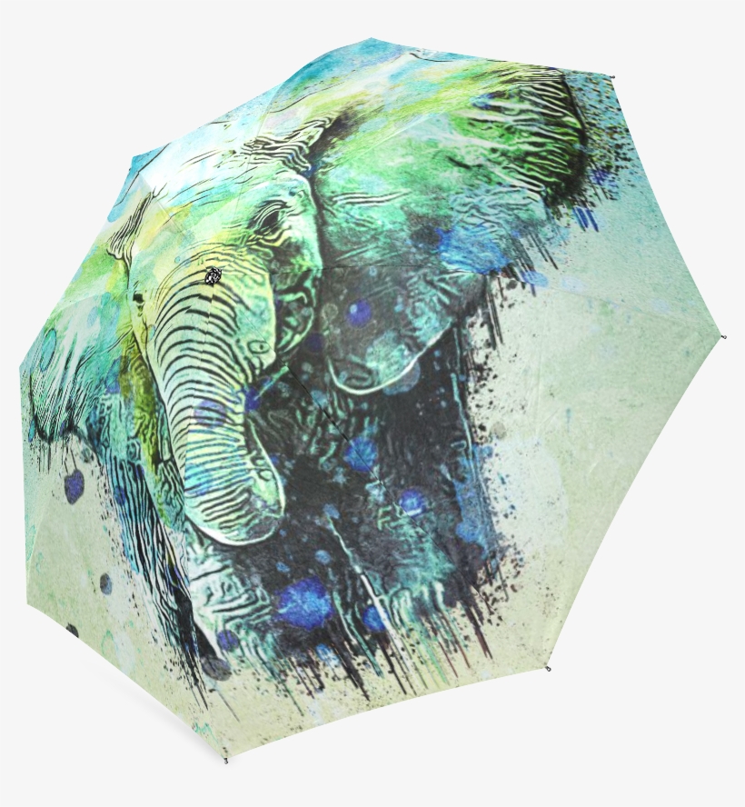 Watercolor Elephant Foldable Umbrella - Watercolor Elephant Watercolor Elephant Oval Ornament, transparent png download