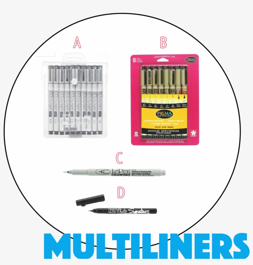 1 Microliners Site - 10a - Copic Multiliner Sp Pen Brush Tip Black Set (10, transparent png download