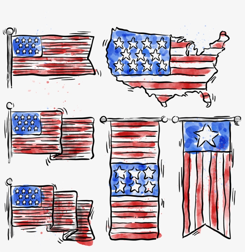 Flag Of The United - Water Color American Flag Png, transparent png download