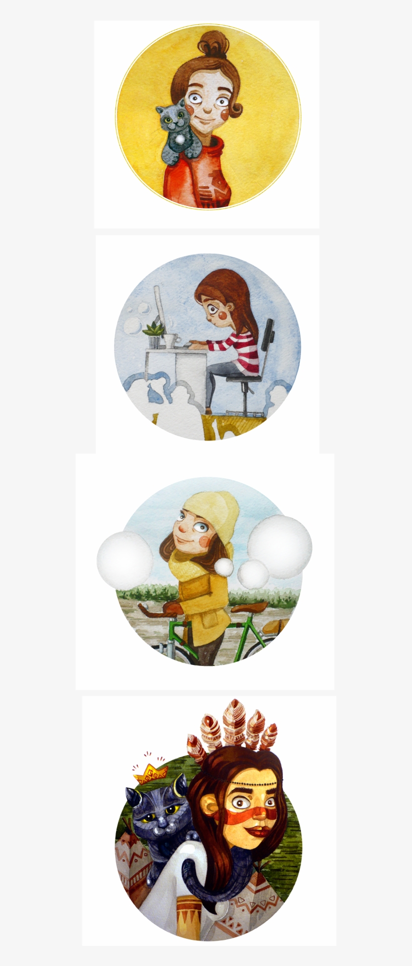 Watercolor Illustrations With My Cat / Office / With, transparent png download