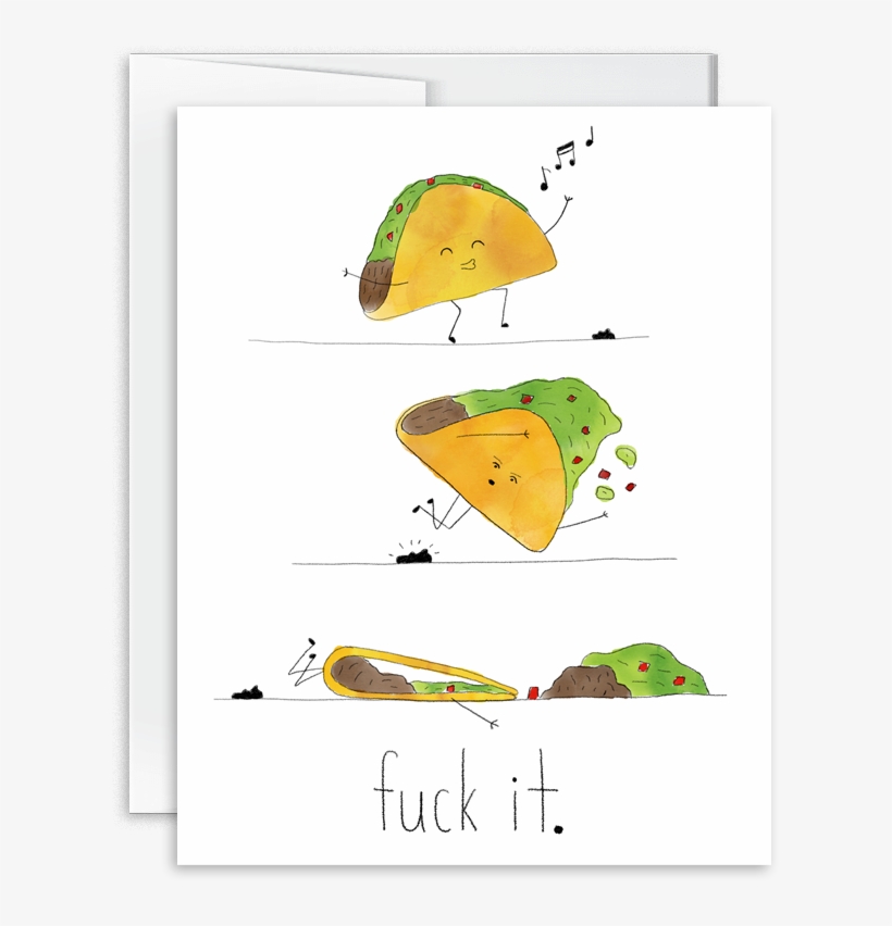 Hand Drawn And Painted Watercolor Taco Card Fuck It - Frog, transparent png download