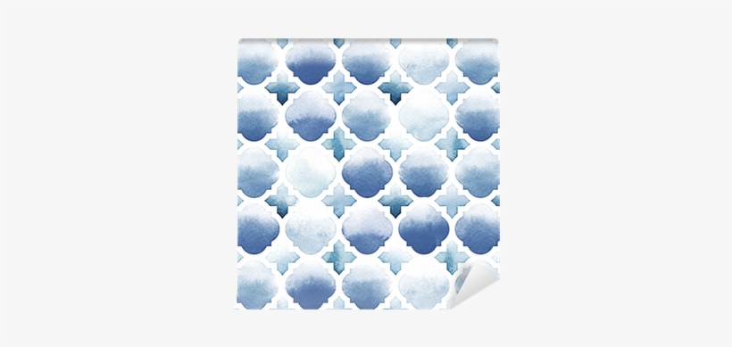 Morrocan Ornament Of Blue Colors On White Background - Watercolor Painting, transparent png download