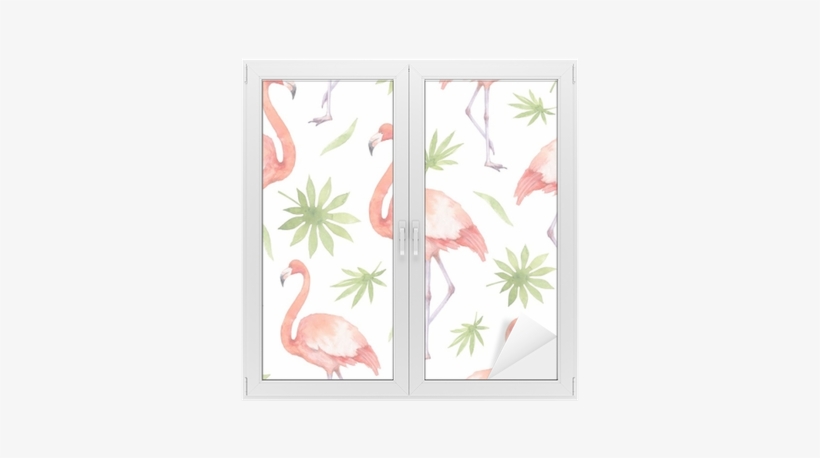 Watercolor Seamless Pattern Of Flamingo And Palm Trees - Flamingo's Palmbomen, transparent png download