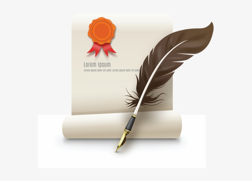 Contract And Quill Pen - Contract Feather Pen, transparent png download