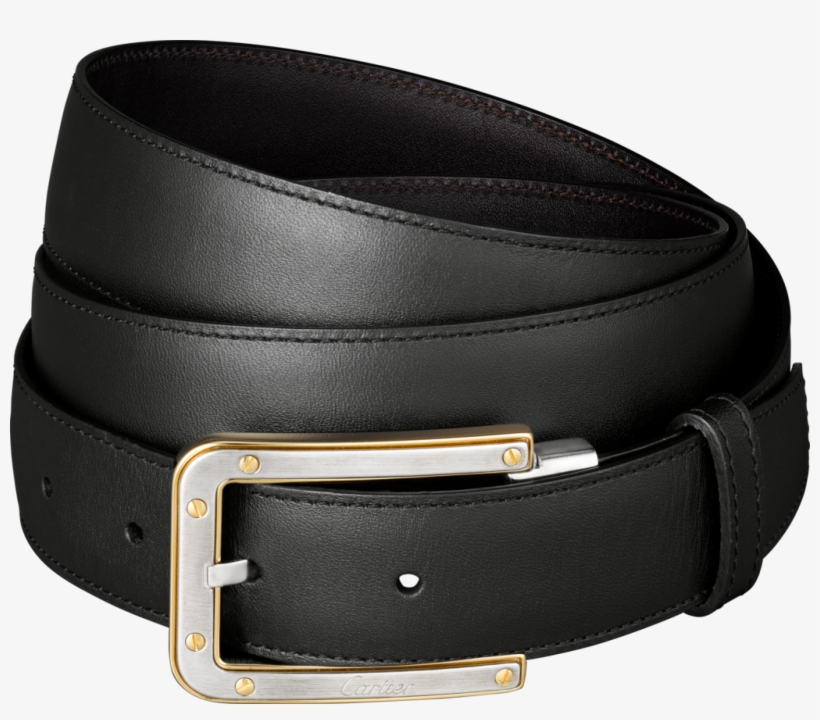 Slim Black Belt With Golden Buckles Png Image - Leather Belt Png, transparent png download