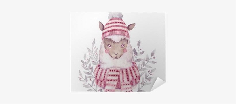 Watercolor Vector Alpaca Illustration - Christmas Watercolor Image Illustration, transparent png download