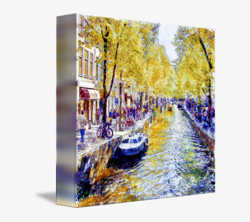 "amsterdam Canal Watercolor" By Marian Voicu, Bucharest - Canvas, transparent png download