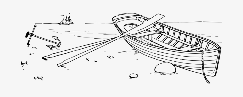 Boat Ocean Rowboat Scene Ship Shore Transp - รูป เรือ พาย ลาย เส้น, transparent png download