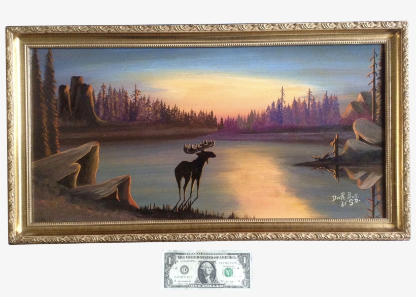 Dnr Bull, Oil Painting Moose Standing In A Lake At - Oil Painting, transparent png download