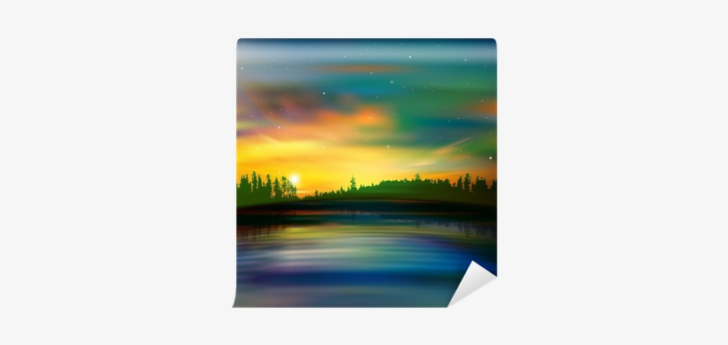 Abstract Nature Background With Sunrise Wall Mural - Aurora, transparent png download