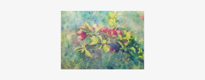 Grunge Messy Watercolor Splashes And Branch With Red - Watercolor Painting, transparent png download