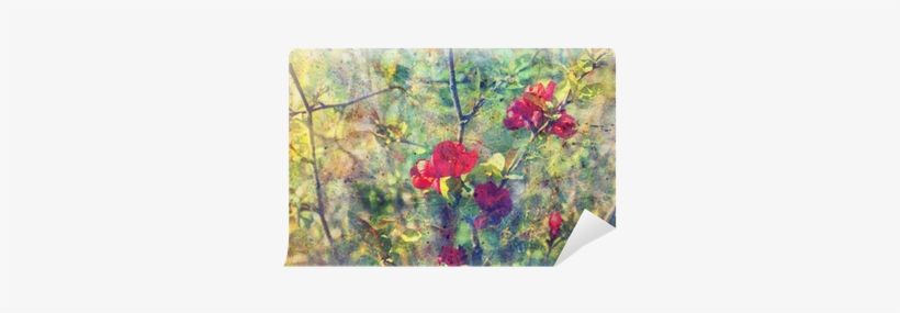 Grunge Messy Watercolor Splatter And Twigs With Red - Watercolor Painting, transparent png download
