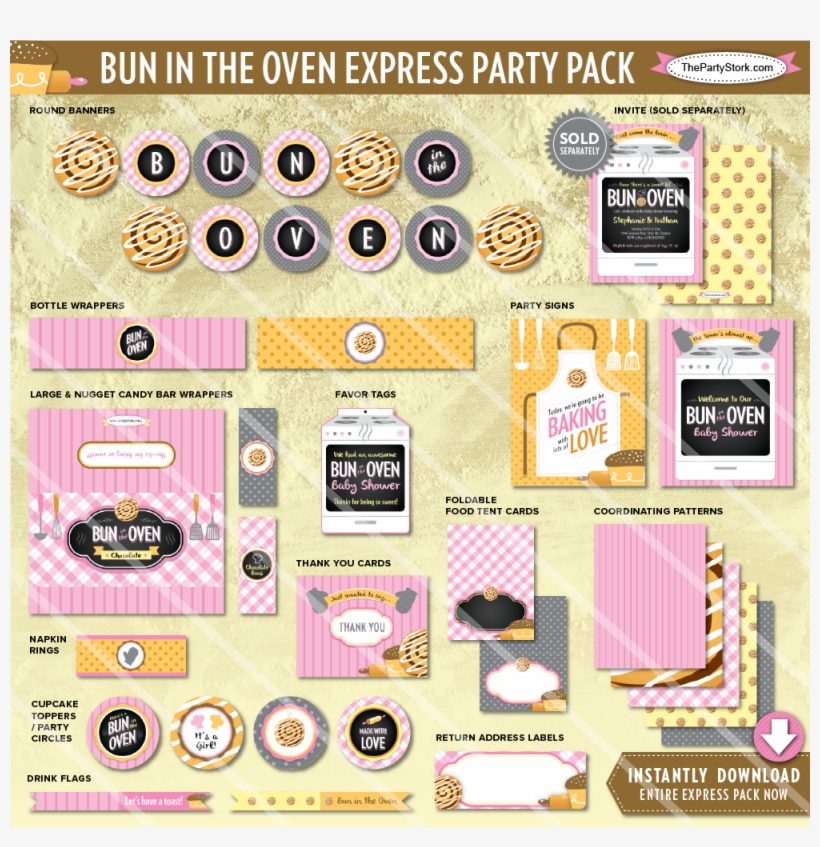 Girl Bun The Oven Baby Shower Party Package Cake Decorations - Lilac, transparent png download