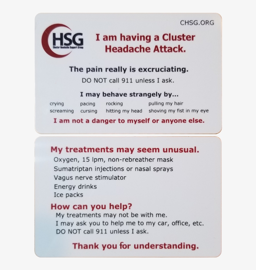 Cluster Alert Card - Cluster Headache Card, transparent png download