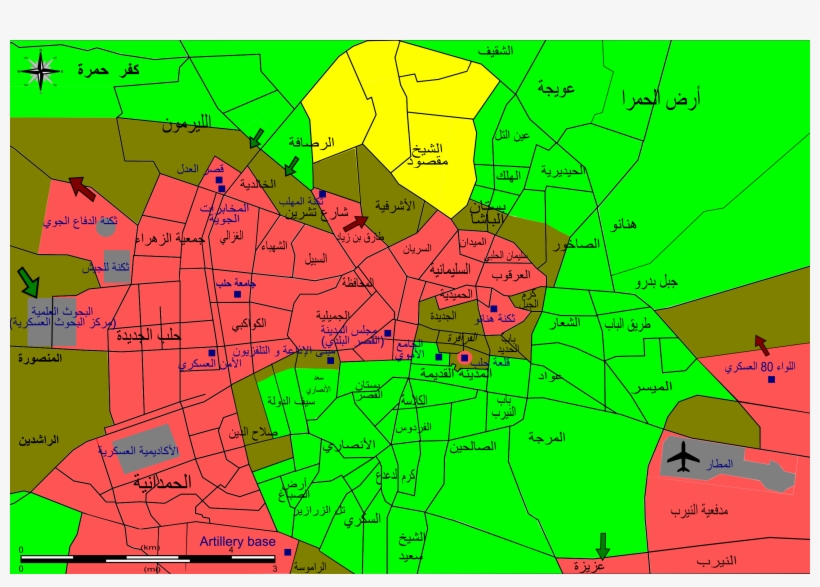 Battle Of Aleppo Map-ar - Aleppo War 2013 Map, transparent png download