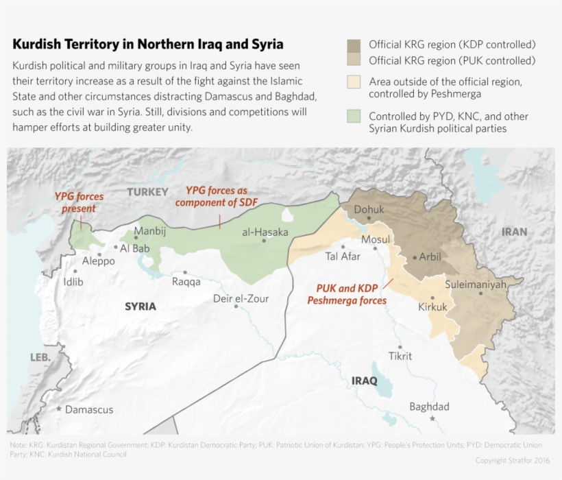 In Syria And Iraq, The Kurds Have Increased Their Territory - Iraq Kurdistan Map 2017, transparent png download