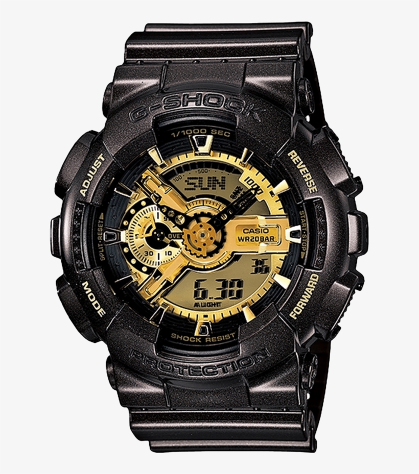 Resin Strap Watch With Golden Round Dial - Casio G Shock Ga 110br 5aer, transparent png download