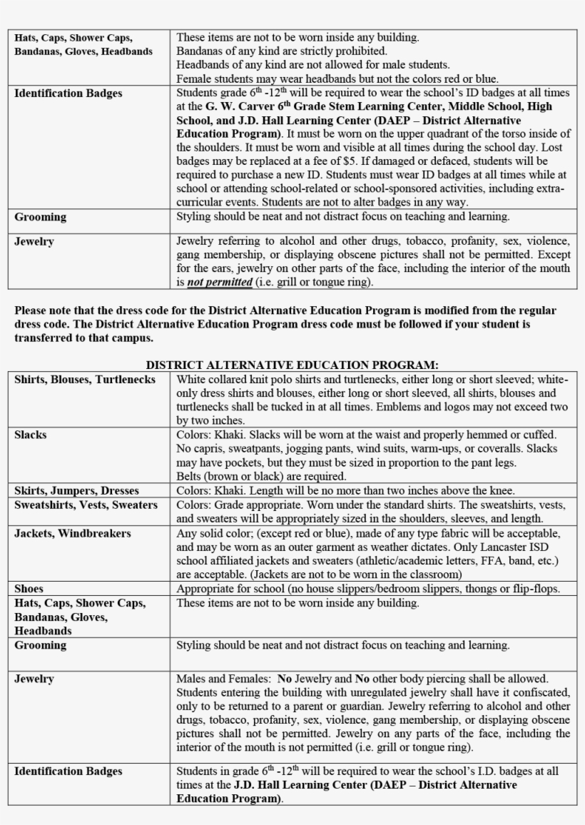 Student Dress Code Page - New Mexico, transparent png download