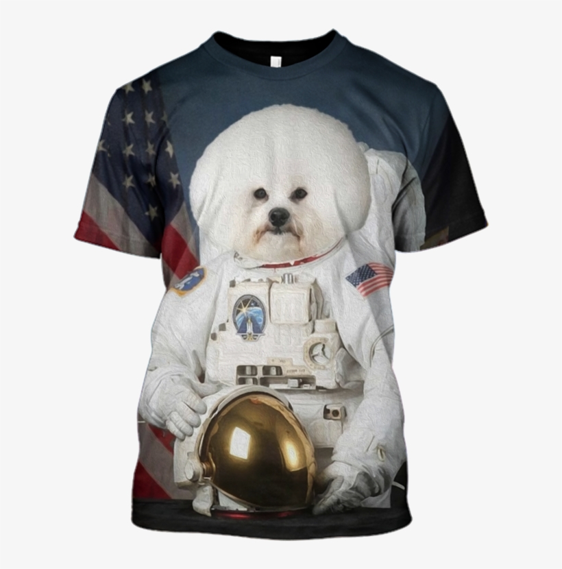 3d White Dog Astronaut Tshirt - Dog Went To Moon, transparent png download