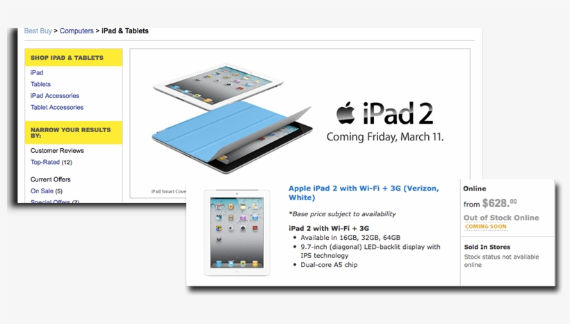 Best Buy Was A Launch Partner With Apple For The First - Apple Ipad 2, transparent png download