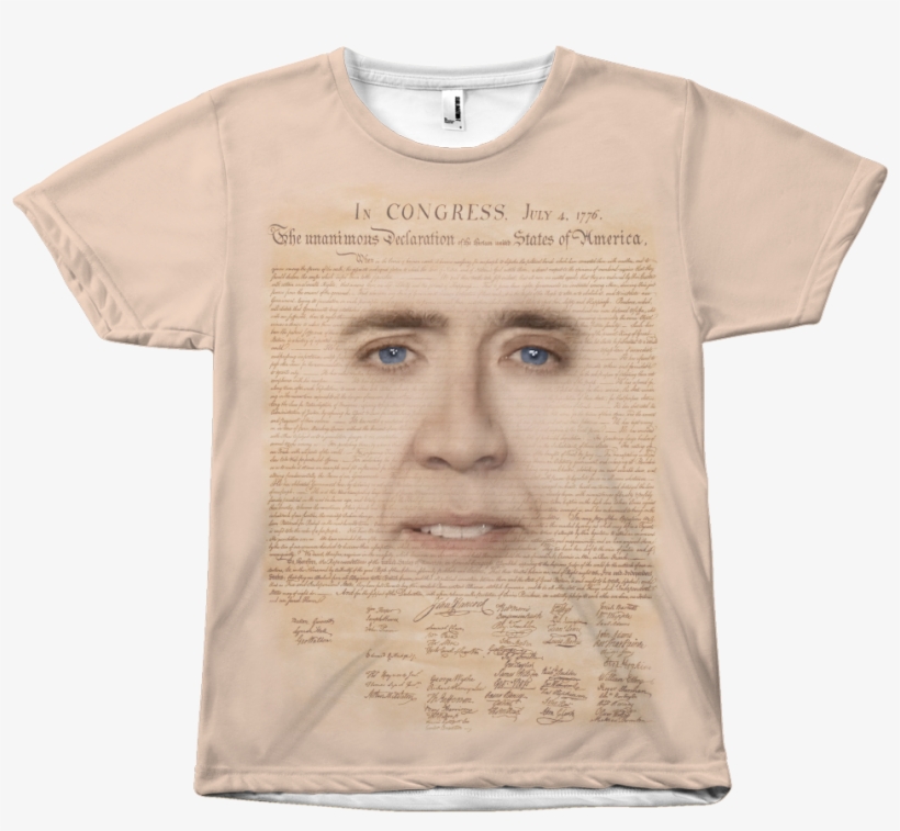 Nicolas Cage With Declaration Of Independence Shirt - Nicolas Cage, transparent png download