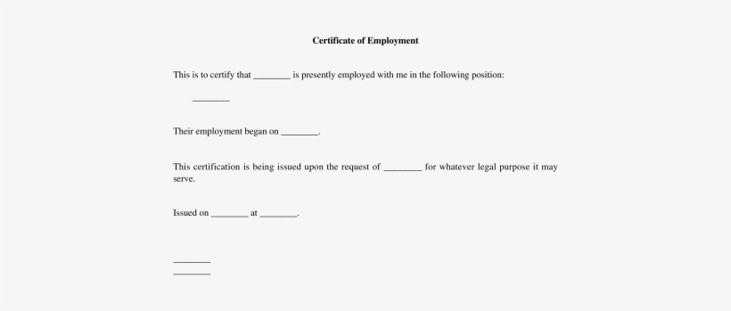 Employment Certificate Fill Out The Template - Employment Certificate, transparent png download