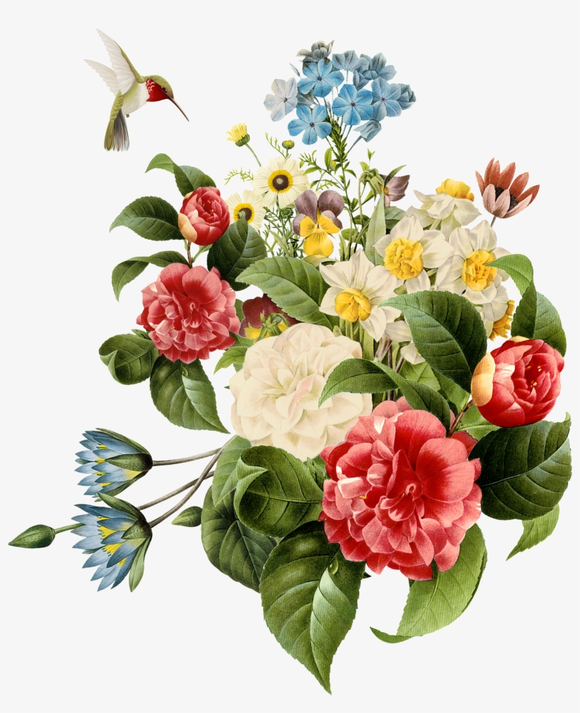 Botanical Flowers, Botanical Art, Hd Flowers, Bunch - Floral Laminas Para Sublimar En Tela Flores Y Pajaros, transparent png download