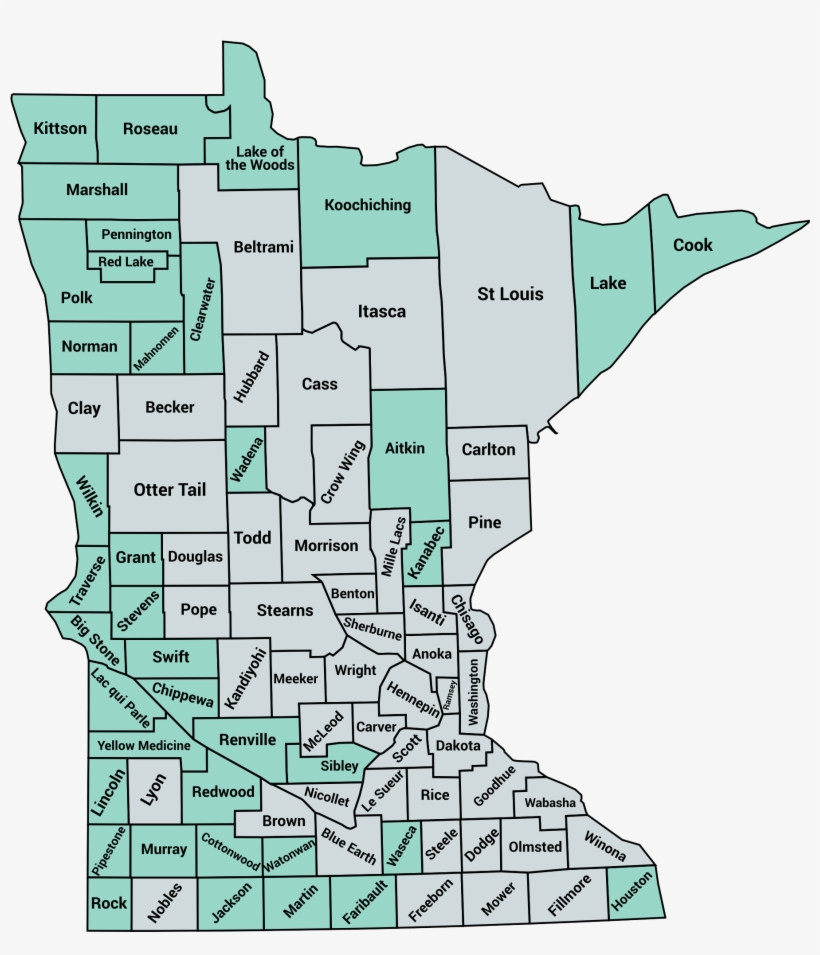 Counties Under 20k Pop - Map, transparent png download