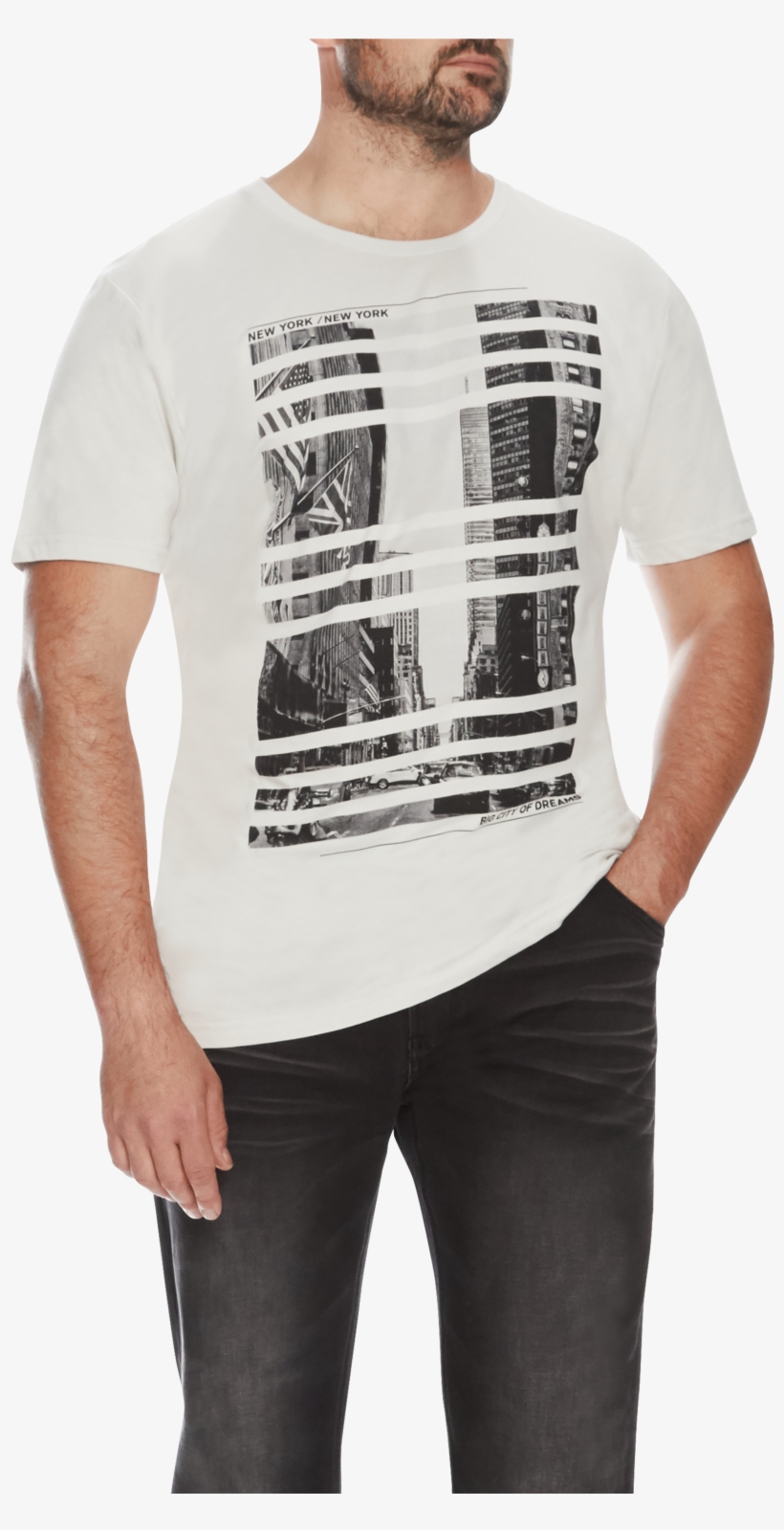 Stone City Grid Print Crew Tee - Doodle, transparent png download